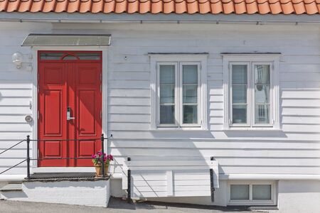 Traditional wooden houses in Gamle, which is a historic area of the city of Stavanger in Rogaland, Norway.の写真素材