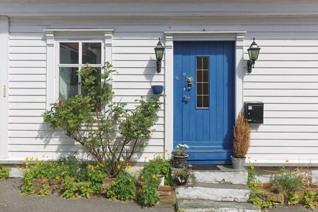 Traditional wooden houses in Gamle, which is a historic area of the city of Stavanger in Rogaland, Norway.の写真素材