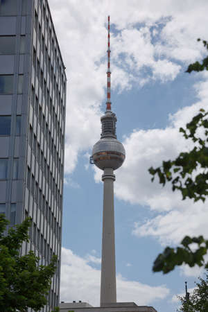 Berlin, Germany - July 13, 2017: The TV Tower located on the Alexanderplatz in Berlin, Germany.のeditorial素材