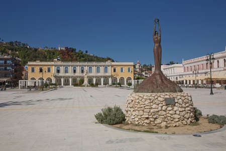 Zakynthos, Greece - October 17, 2017: Main square in Zakynthos town, Greece during beautiful summer day.のeditorial素材