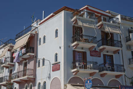 Zakynthos, Greece - October 17, 2017: Typical and traditional architecture on island of Zakynthos in Greece.のeditorial素材