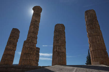 Apollo Temple in Delphi, an archaeological site in Greece, at the Mount Parnassus.の写真素材