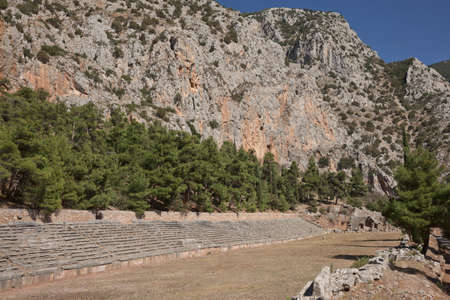 Ancient Stadium in Delphi, Greece, ancient sanctuary that grew rich as seat