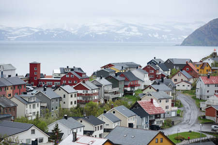 HONNINGSWAG, NORWAY - JUNE 21, 2017: Culture and life in the northern most town of Honningswag in Norway.のeditorial素材