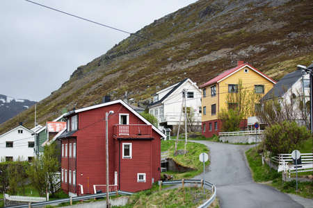 HONNINGSWAG, NORWAY - JUNE 21, 2017: Culture and life in the northern most town of Honningswag in Norway.のeditorial素材