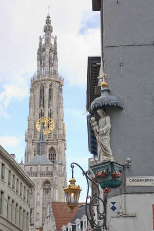View of a cathedral of our lady in Antwerp Belgium.の写真素材