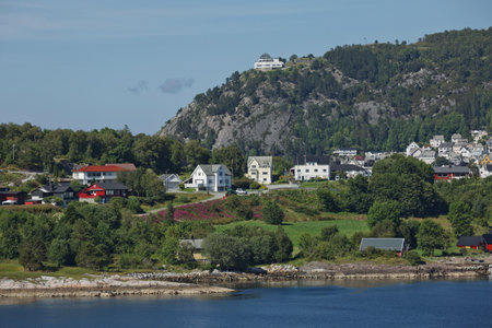 Beautiful view of Alesund, port town on the west coast of Norway, at the entrance to the Geirangerfjord.の写真素材