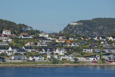 Beautiful view of Alesund, port town on the west coast of Norway, at the entrance to the Geirangerfjord.の写真素材