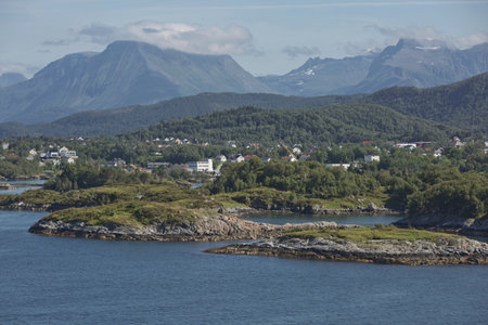 Beautiful view of Alesund, port town on the west coast of Norway, at the entrance to the Geirangerfjord.の写真素材