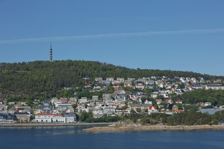 Beautiful view of Alesund, port town on the west coast of Norway, at the entrance to the Geirangerfjord.の写真素材
