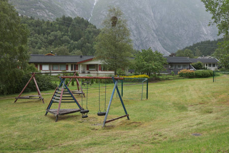 The village of Eidfjord in Norway is a major cruise ship port of call. It is situated at the end of the Eid Fjord, an inner branch of the large Hardangerfjorden.の写真素材