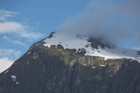 Geiranger fjord, Beautiful Nature Norway. It is a 15-kilometre (9.3 mi) long branch off of the Sunnylvsfjorden, which is a branch off of the Storfjorden (Great Fjord).の写真素材