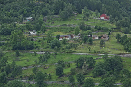 Geiranger fjord, Beautiful Nature Norway. It is a 15-kilometre (9.3 mi) long branch off of the Sunnylvsfjorden, which is a branch off of the Storfjorden (Great Fjord).の写真素材