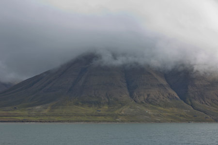Beautiful nature and landscape near Longyearbyen, Spitsbergen  in Norway.の写真素材