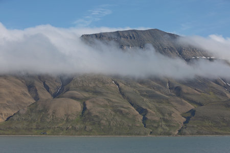 Beautiful nature and landscape near Longyearbyen, Spitsbergen  in Norway.の写真素材