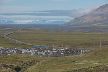 Beautiful nature and landscape near Longyearbyen, Spitsbergen  in Norway.の写真素材