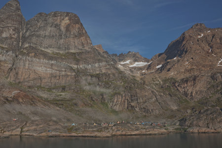 Aappilattoq village in the Prince-Christian-Sund Fjord in southern Greenland has population of 100 inhabitants.の写真素材
