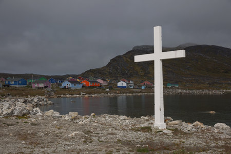 Nanortalik, a small town in Greenland and his wild and unspoiled beauty, leave a no one indifferent.の写真素材