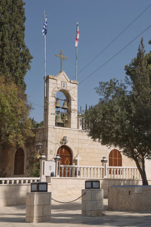 Jerusalem, Israel - October 23, 2017: Sanctuary over the Grotto of Gethsemane beside Church of the Tomb of Virgin Mary at Mount of Olives in Kidron river valley near Jerusalem.の写真素材