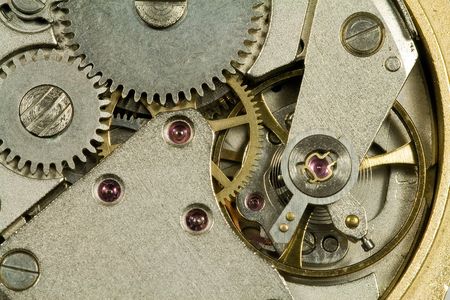 detail of old analog clockwork