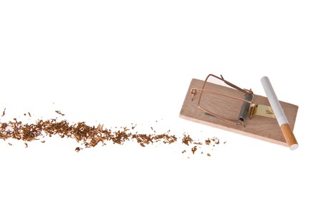 cigarette in mousetrapの写真素材