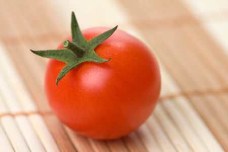 the red tomato on tableの写真素材