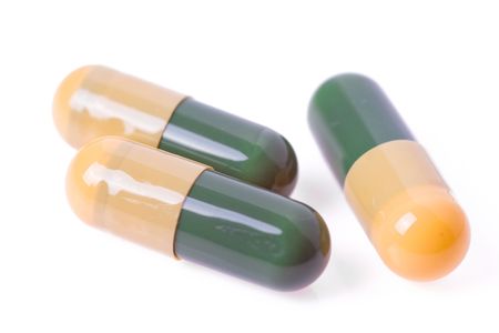 color capsules on white backgroundの写真素材