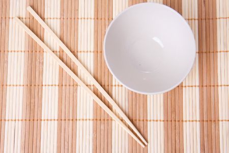 the empty bowl and chopsticksの写真素材