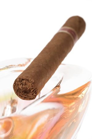 the cuban cigar in ashtrayの写真素材