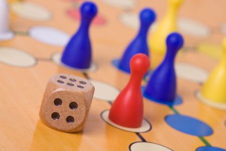 the board game with color pawnsの写真素材