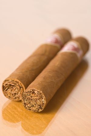 detail of cuban cigars on tableの写真素材