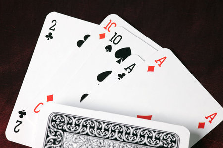 poker cards on red background