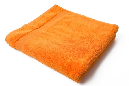 orange towel on white backgroundの写真素材