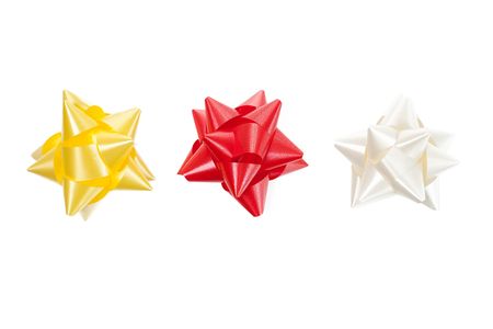 color bows gift on white backgroundの写真素材