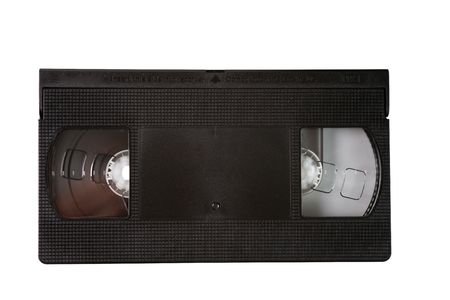 VIDEO TAPE CASSETTE ON WHITE BACKGROUNDの写真素材