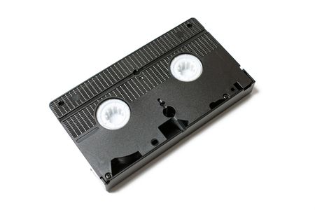 VIDEO TAPE CASSETTE ON WHITE BACKGROUNDの写真素材
