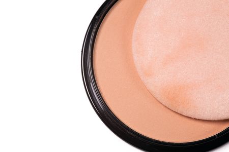 cosmetic powder compact isolated on white backgroundの写真素材