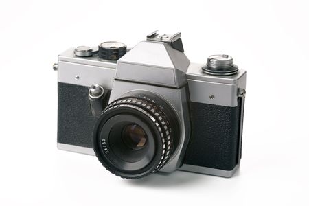 35mm film camera on white backgroundの写真素材