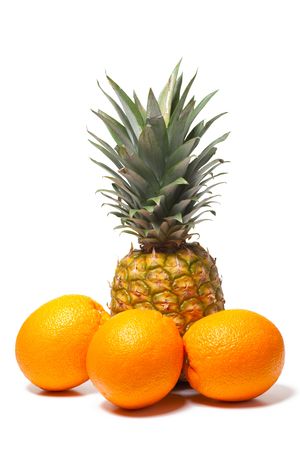 various fresh fruits on white backgroundの写真素材