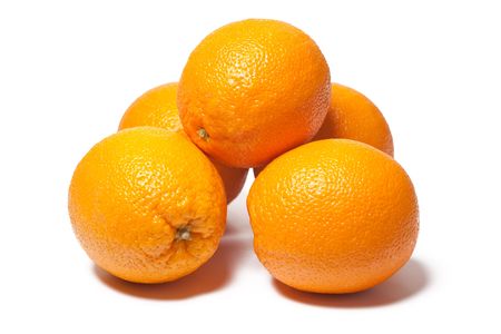 fresh oranges on white backgroundの写真素材