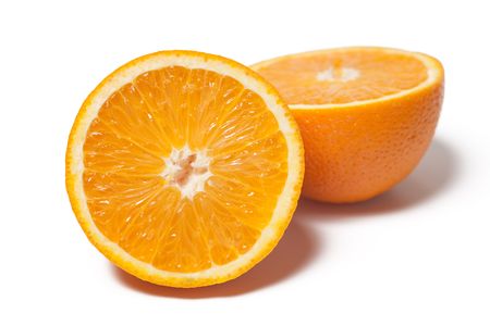 fresh oranges on white backgroundの写真素材