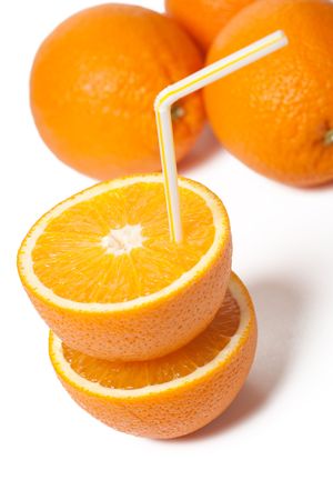 fresh oranges on white backgroundの写真素材