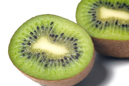 kiwi fruit on white backgroundの写真素材