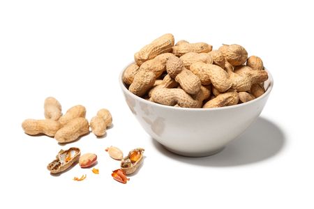 the peanuts on white backgroundの写真素材