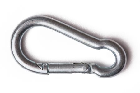 metal climber carabiner on white backgroundの写真素材