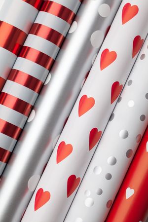 the rolls of colored wrapping paper の写真素材