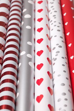 the rolls of colored wrapping paper の写真素材