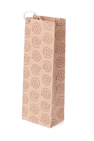 brown paper shopping bag with handlesの写真素材