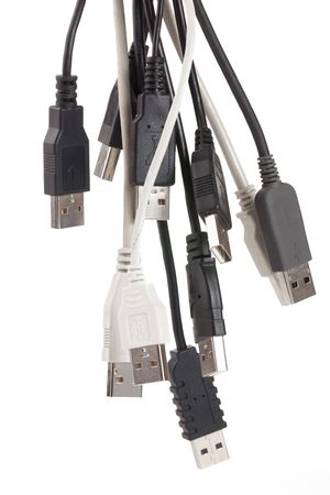 various usb connectors isolated on white backgroundの写真素材