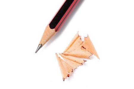 wooden pencil on white backgroundの写真素材